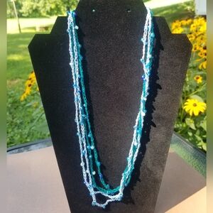 Jade & Ice Blue Crochet Beaded Necklace